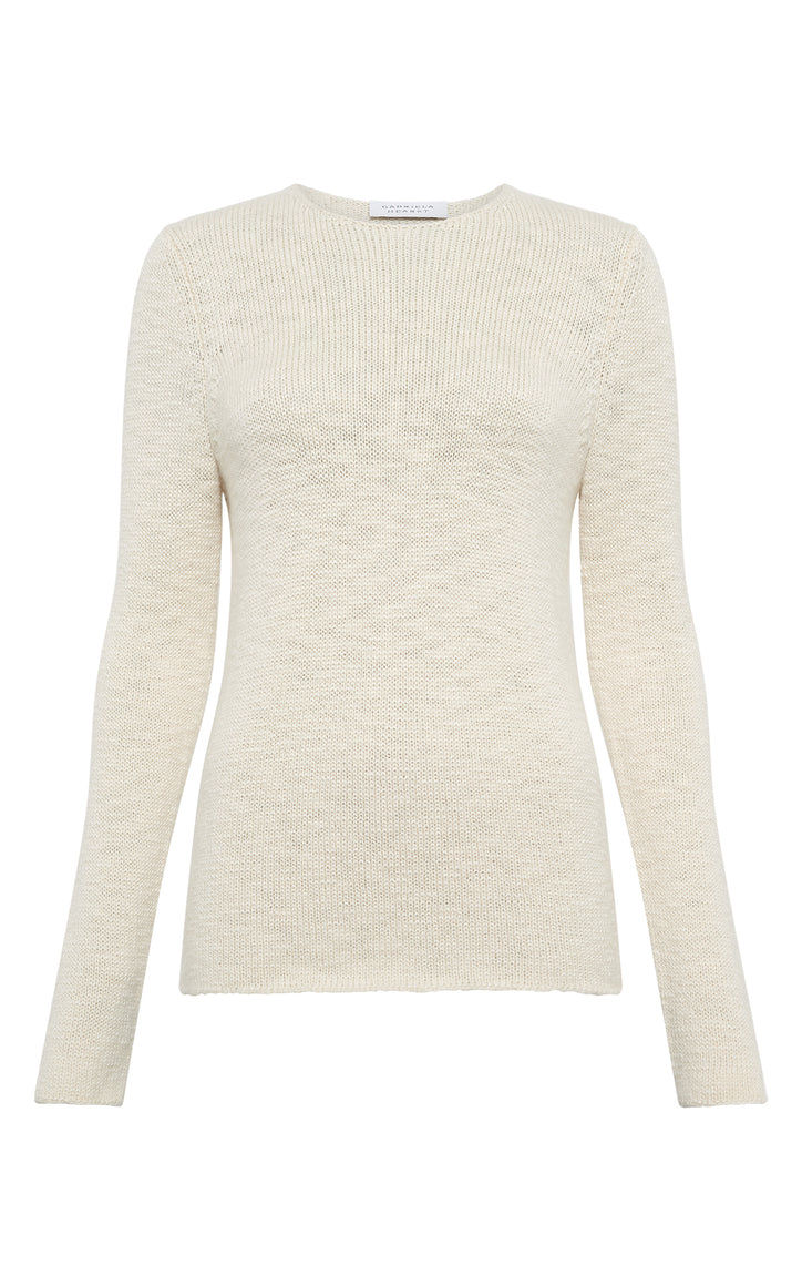 Deva Knit Sweater in Ivory Cashmere