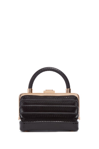 Black Snakeskin Diana Bag - Front View Rose Gold Hardware | Gabriela Hearst