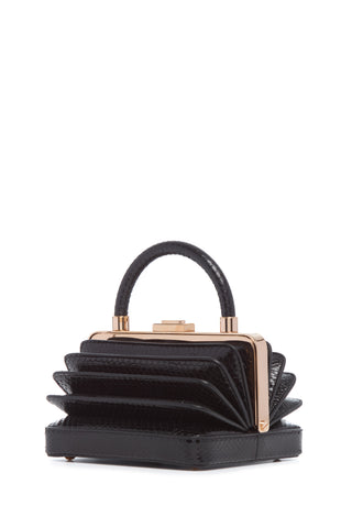 Black Snakeskin Diana Bag - Side View Accordion Detail | Gabriela Hearst