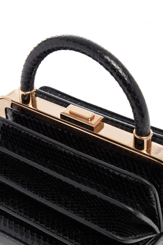 Black Snakeskin Diana Bag - Rose Gold Clasp Hardware Detail | Gabriela Hearst