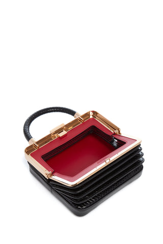 Black Snakeskin Diana Bag - Open Interior Red Nappa Lining | Gabriela Hearst