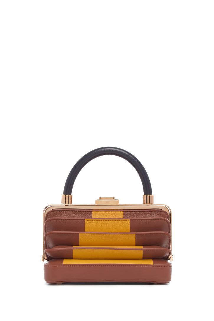 Diana Bag in Cognac, Yellow & Navy Nappa Leather