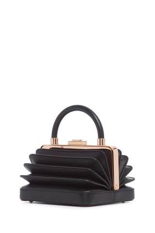 Black Nappa Leather Diana Bag with Accordion Pleats - Front View | Gabriela Hearst