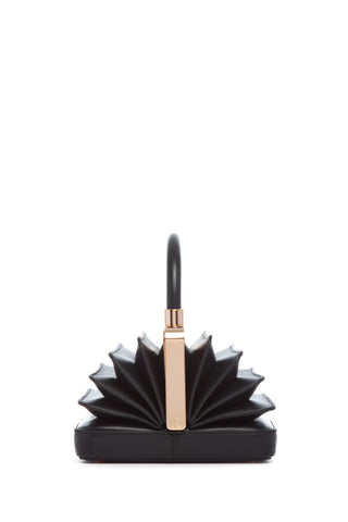 Black Nappa Leather Diana Bag Bellows Detail - Fully Extended View | Gabriela Hearst