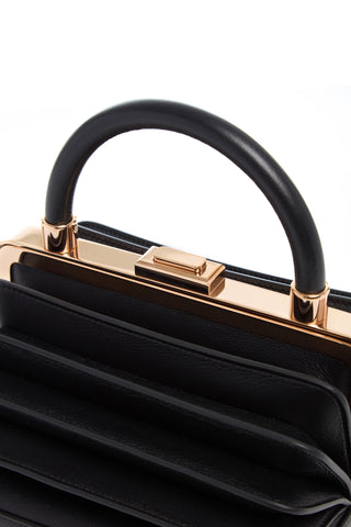 Black Diana Bag Rose Gold Metal Clasp - Hardware Close-Up | Gabriela Hearst