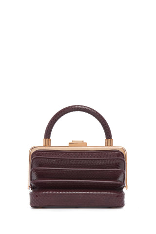 Bordeaux Snakeskin Diana Bag - Front View with Rose Gold Clasp | Gabriela Hearst