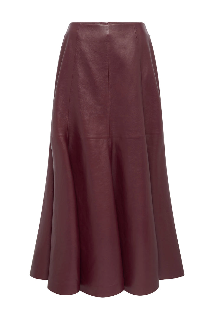 Amy Skirt in Bordeaux Leather