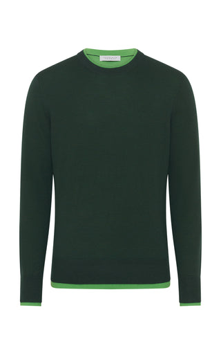 Green Cashmere Silk Wells Reversible Sweater - Front View | Gabriela Hearst