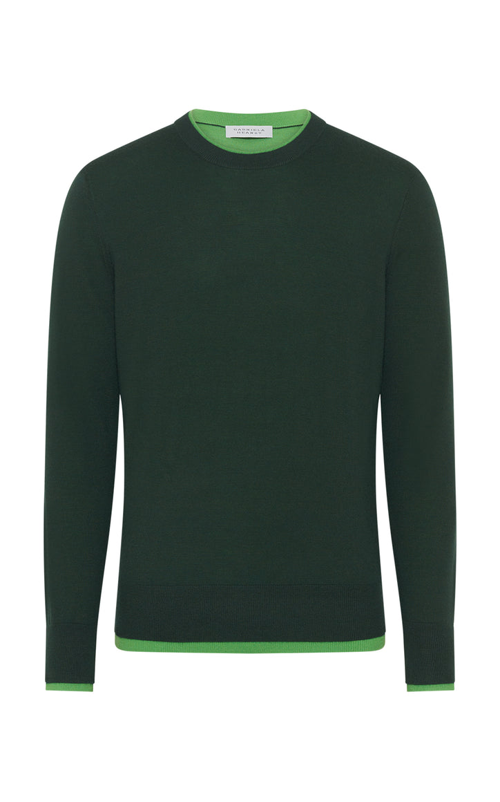 Wells Knit Sweater in English Green Cashmere Silk