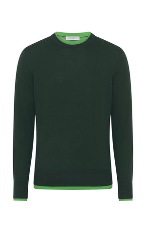 Wells Knit Sweater in English Green Cashmere Silk