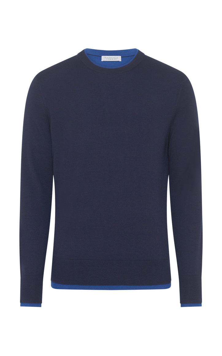 Wells Knit Sweater in Electric Navy Cashmere Silk