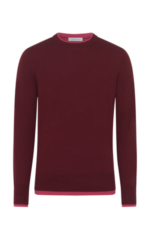 Wells Reversible Knit Sweater in Bordeaux & Fuchsia Cashmere Silk