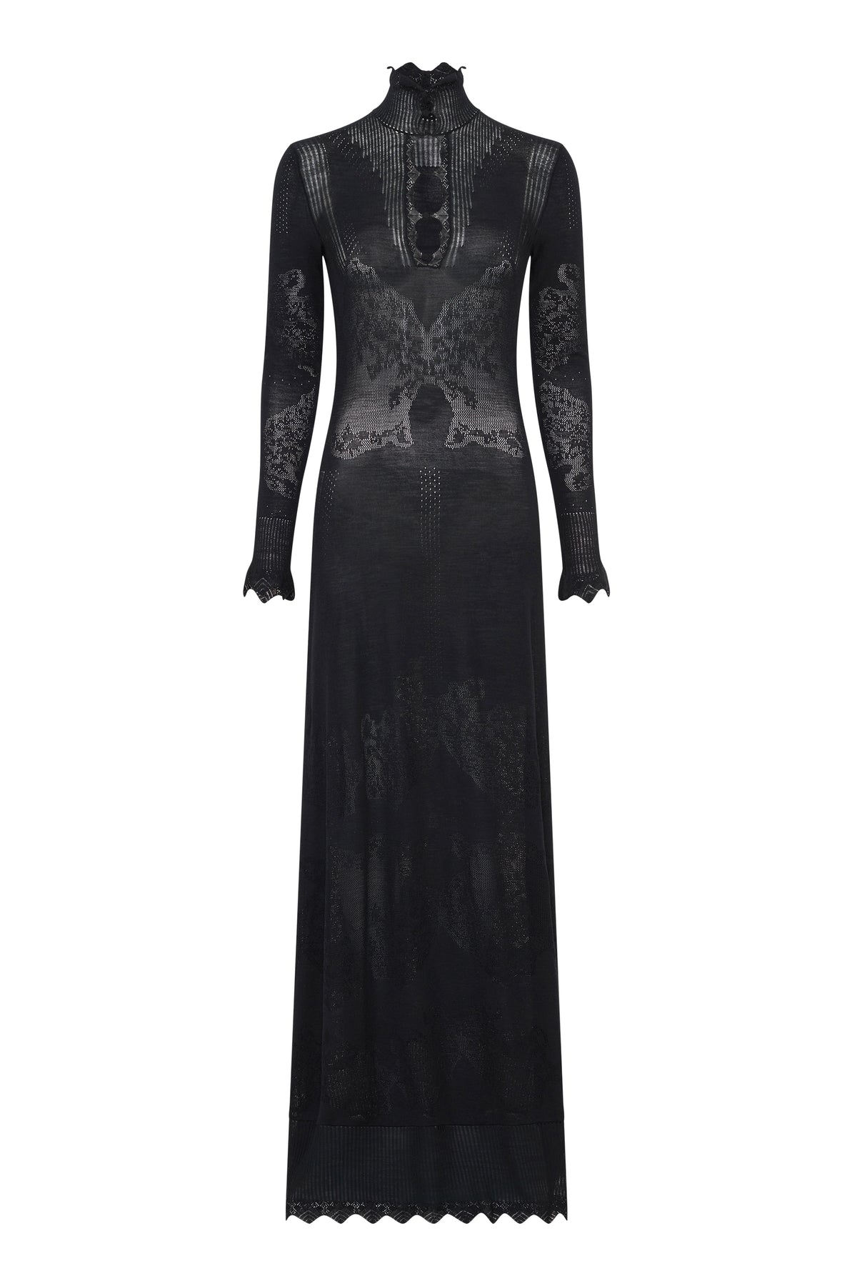 Solace Knit Dress in Black Merino Wool Lace