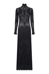 Solace Knit Dress in Black Merino Wool Lace