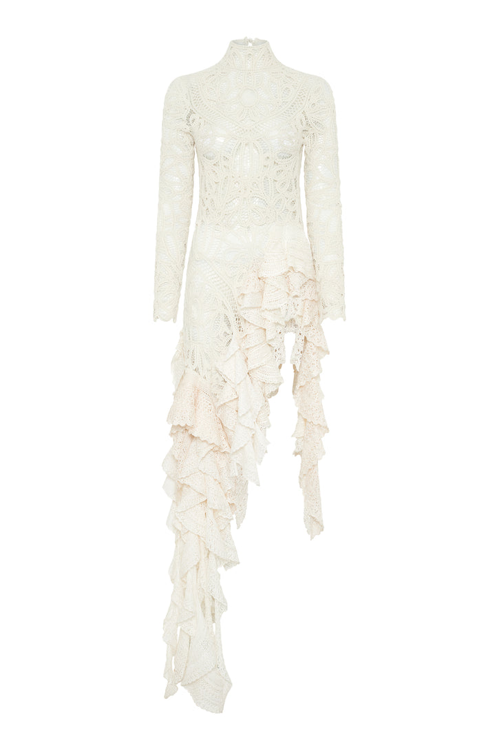 Nimbus Crochet Lace Top in Ivory Cashmere with Custom Ruffles