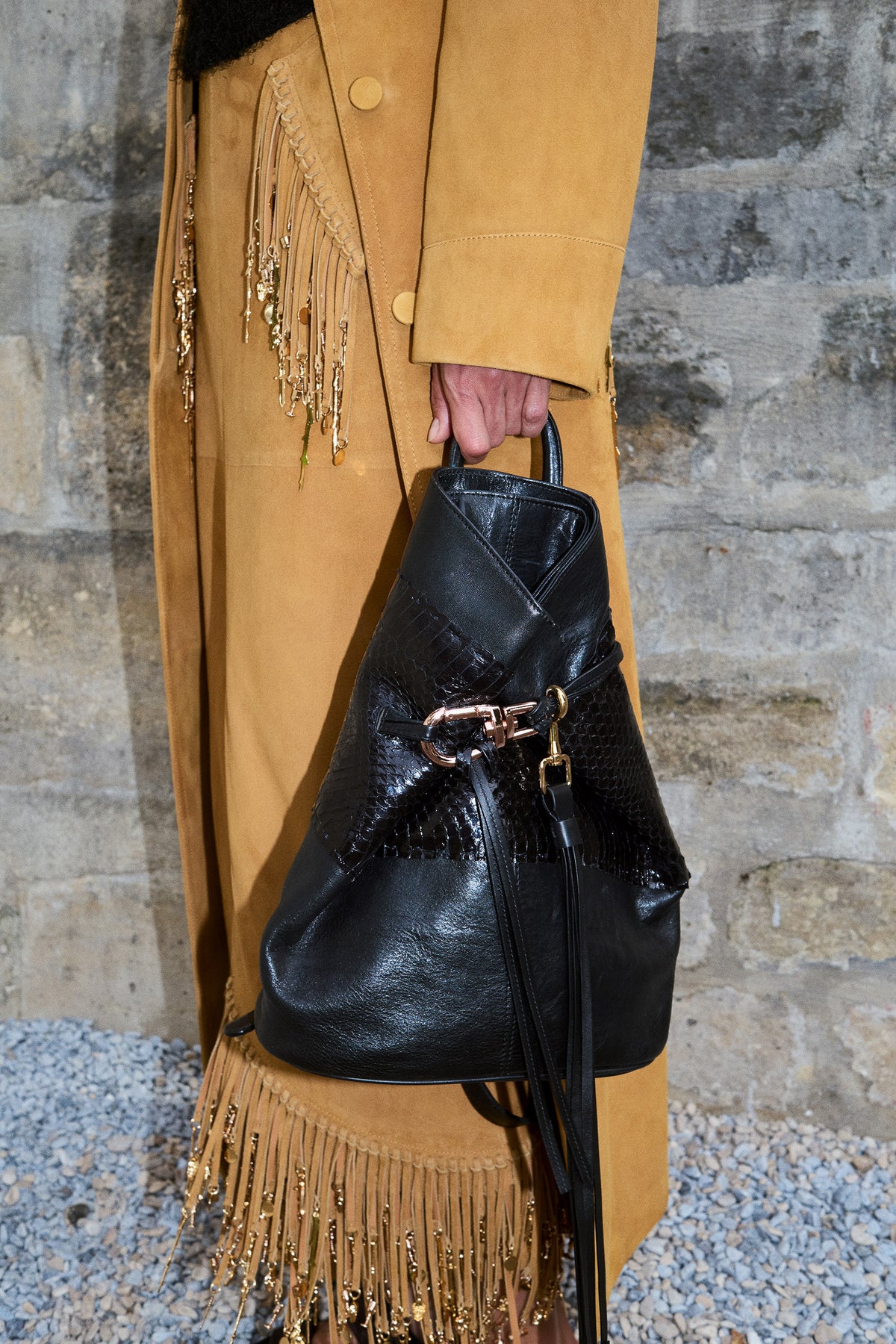 Vintage No.3 Backpack in Black Nappa Leather & Snakeskin