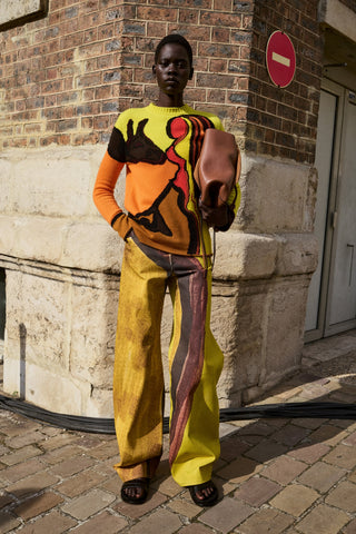 Yellow Multicolor Amoret Barrel-leg Jeans - Street Style Full Look | Gabriela Hearst