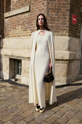 Laleh Knit Cape in Off White Mulberry Silk