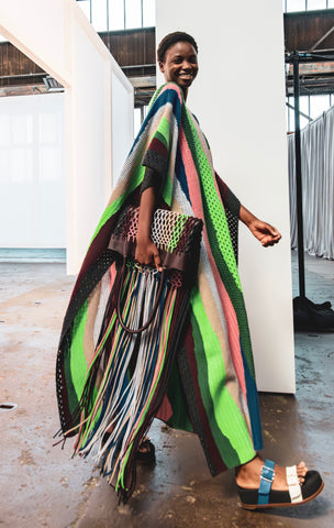 Alira Knit Poncho in Multi Cashmere