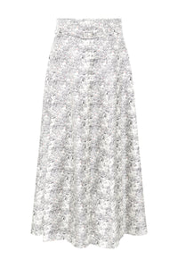 Dugald Skirt in Ivory Multi Printet Silk Twill