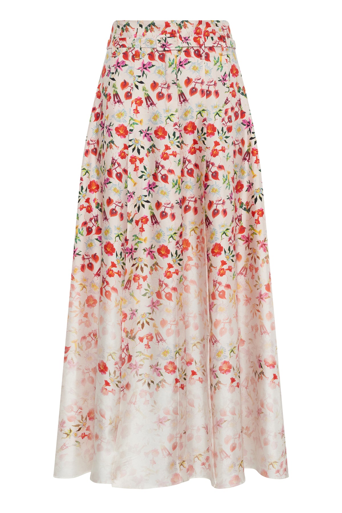 Dugald Pleated Midi Skirt in Uruguayan Flowers Printed Silk