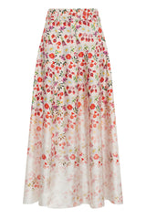 Dugald Pleated Midi Skirt in Uruguayan Flowers Printed Silk