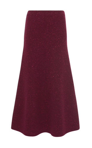 Bordeaux Speckled Cashmere Eden Knit Midi Skirt - Flat Lay | Gabriela Hearst