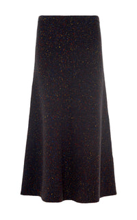 Eden Knit Maxi Skirt in Charcoal Multi Aran Cashmere