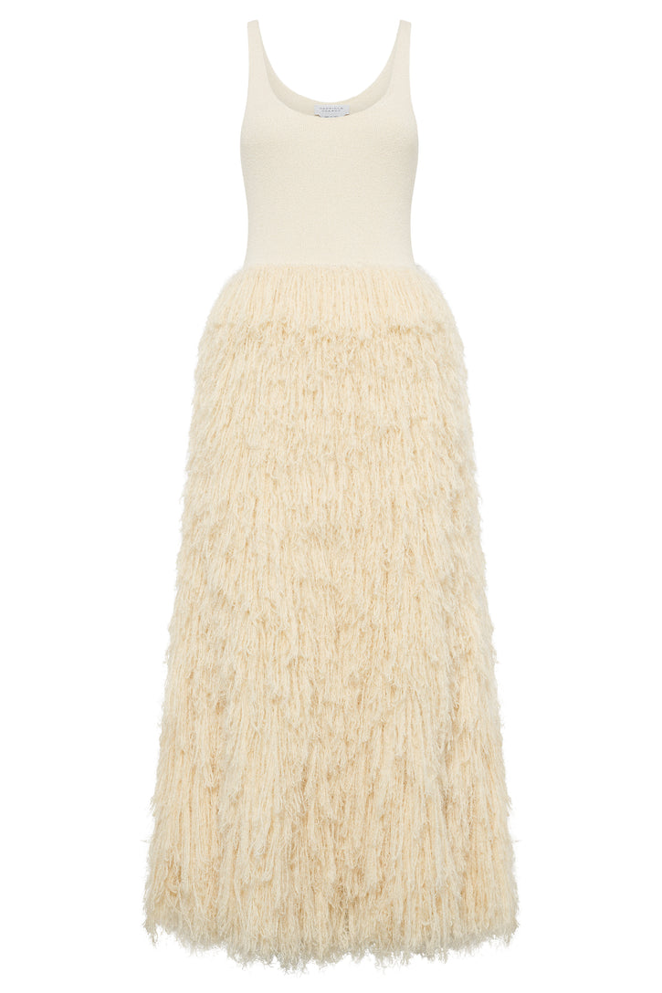 Elianor Knit Dress in Off White Cashmere