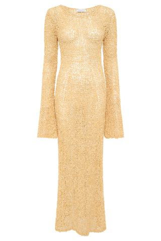 Elinea Knit Maxi Dress in Hay Silk Cashmere Linen