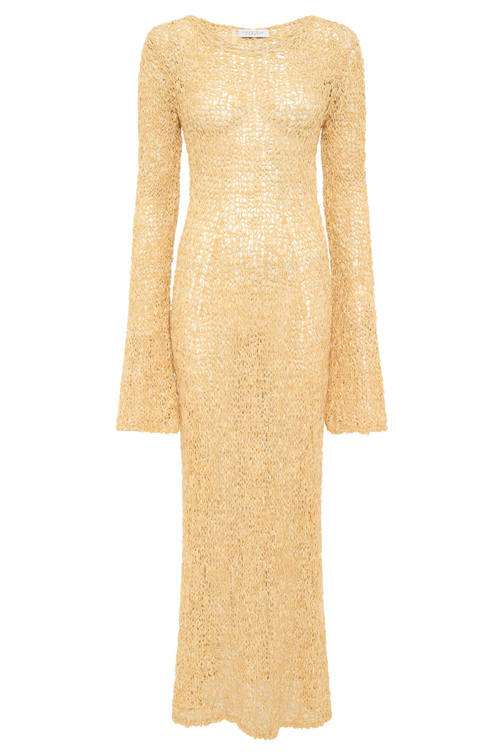 Elinea Knit Dress In Hay Silk Cashmere