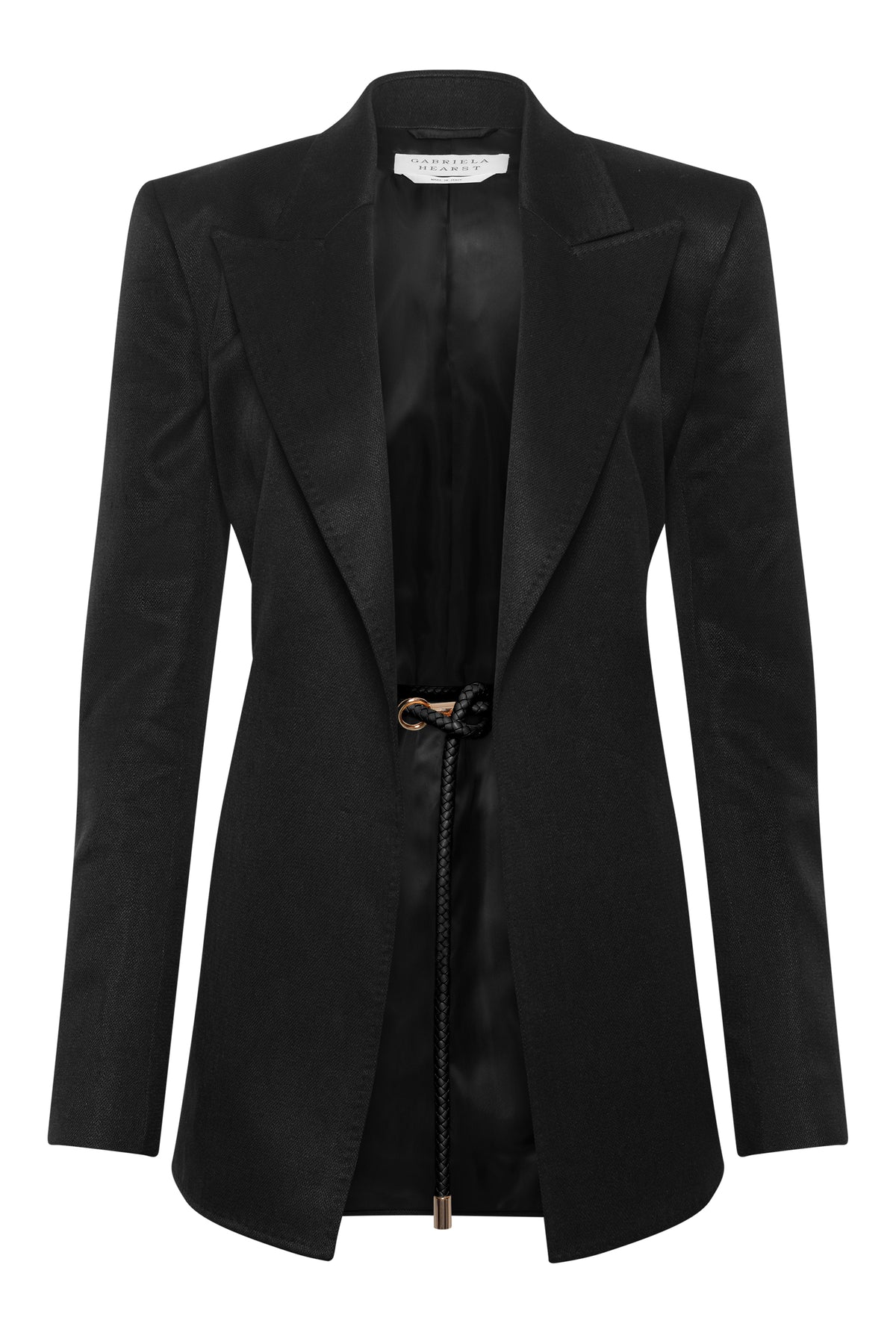 Epona Blazer in Black Textured Linen Slub