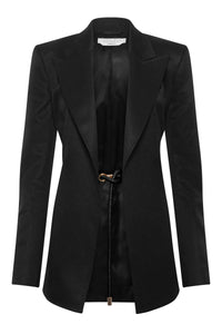 Epona Blazer in Black Textured Linen Slub