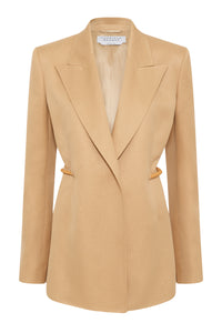 Epona Blazer in Wheat Textured Linen Slub