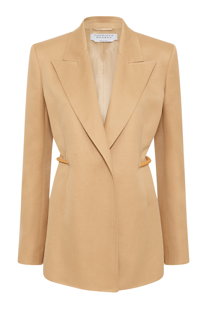 Epona Rope Blazer in Wheat Textured Linen Slub