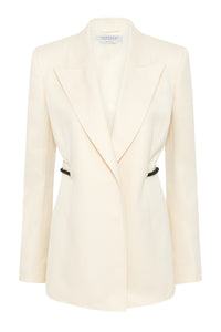 Epona Blazer in Ivory Textured Linen Slub