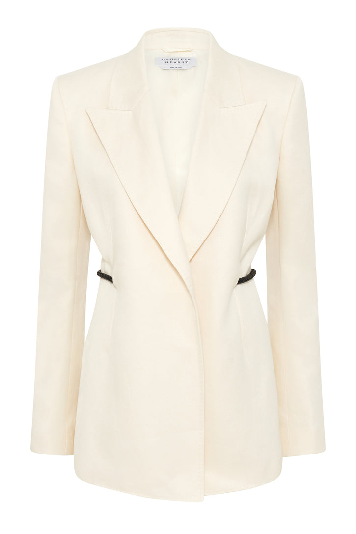 Epona Rope Blazer in Ivory Textured Linen Slub