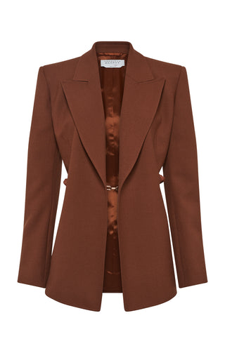 Cognac Recycled Wool Epona Chain Blazer - Front View | Gabriela Hearst