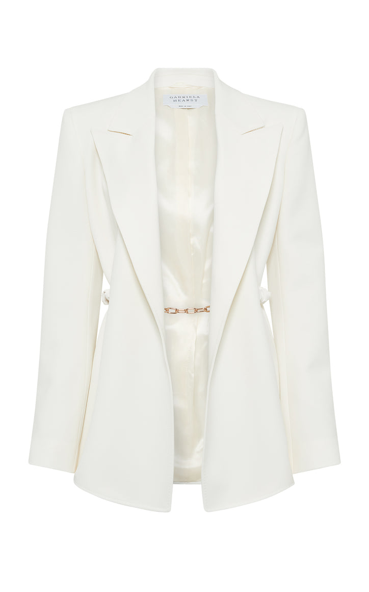 Epona Chain Blazer in Ivory Recycled Virgin Wool