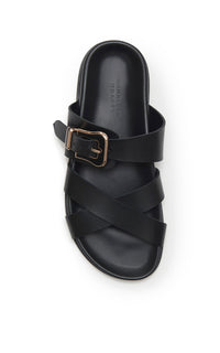 Circe Slide in Black Leather