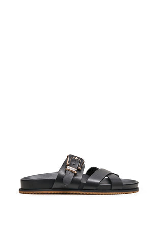 Circe Slide in Black Leather