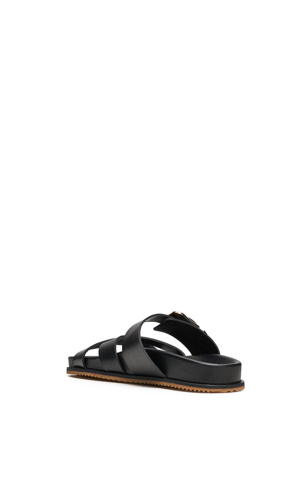 Circe Slide Sandal in Black Leather