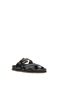 Circe Slide in Black Leather