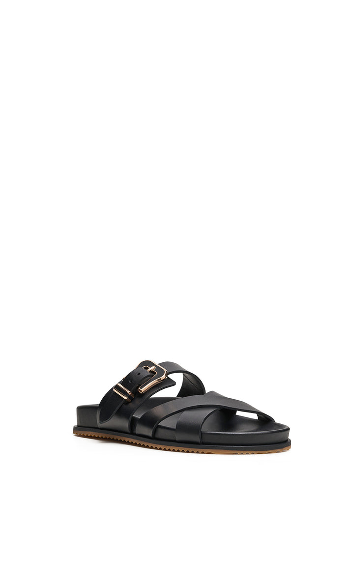 Circe Slide in Black Leather