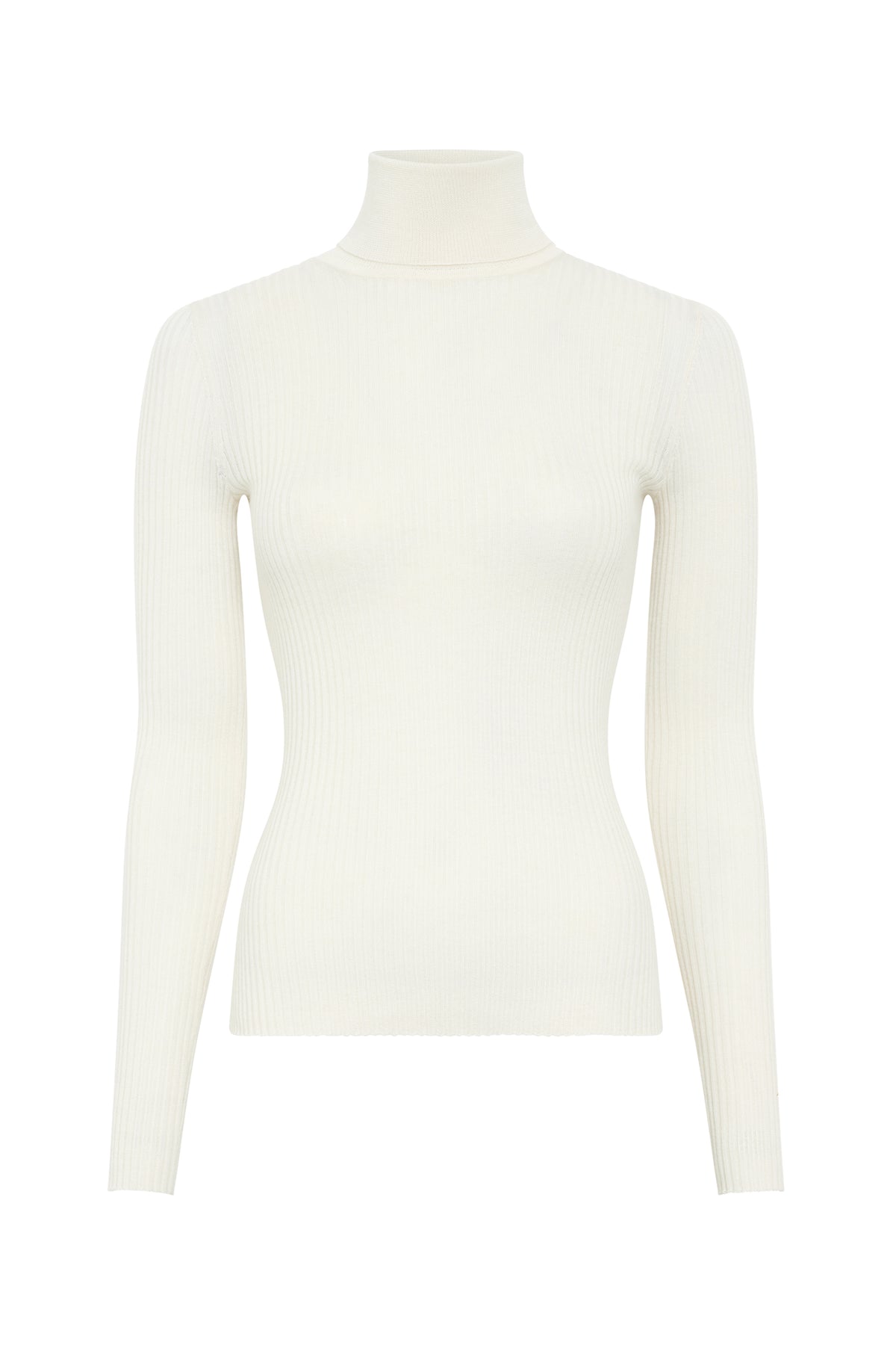 Peppe Knit Turtleneck in Ivory Cashmere Silk