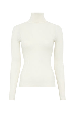 Peppe Knit Turtleneck in Ivory Cashmere Silk