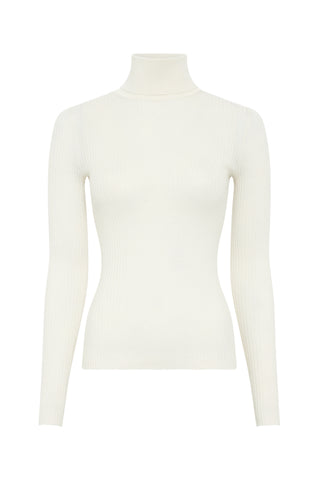 Peppe Knit Turtleneck in Ivory Cashmere Silk