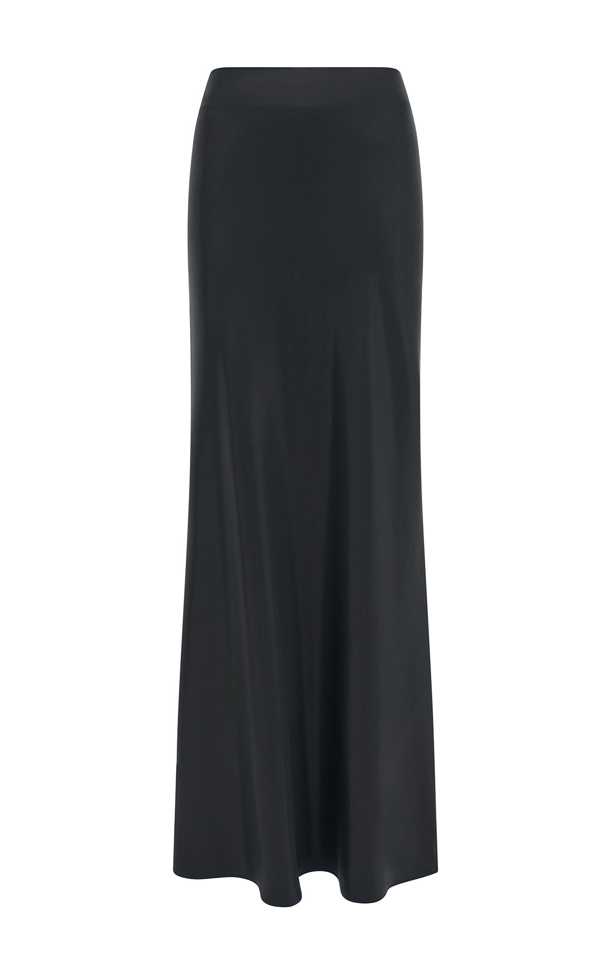 Fauna Bias Maxi Skirt in Black Metallic SIlk Twill