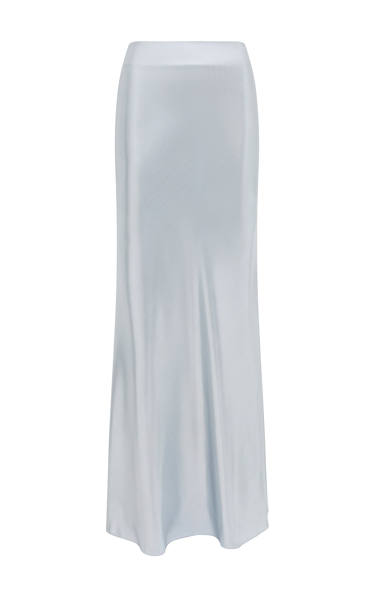 Fauna Bias Maxi Skirt in Silver Metallic Silk Twill