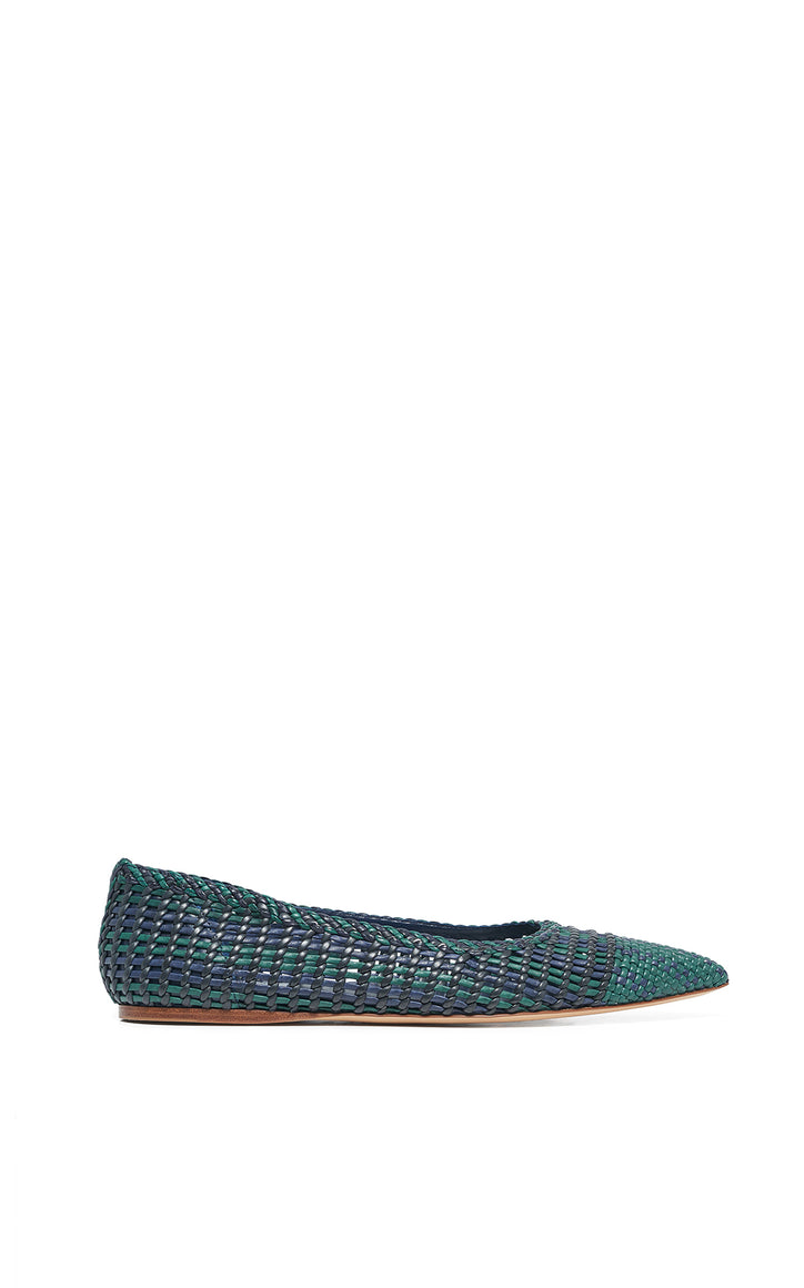 Aurora Braided Flat Shoe in Navy Multi Leather